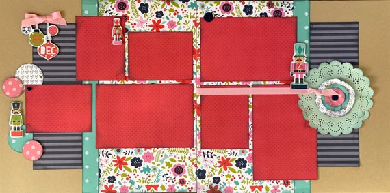 Nutcracker Christmas 2 Page Scrapbooking Layout Kit or Premade Scrapbooking Pages