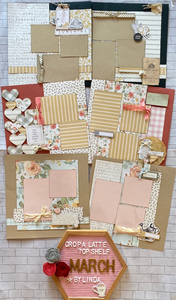 Top Shelf Kit Club March - 3 - 2 Page Scrapbooking Layout Kits -My Minds Eye - Gingham Gardens