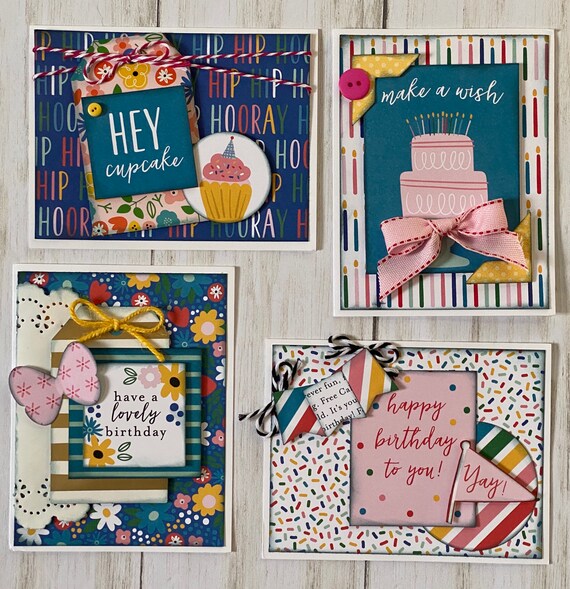 Birthday Themed Card Kit- 4 pack