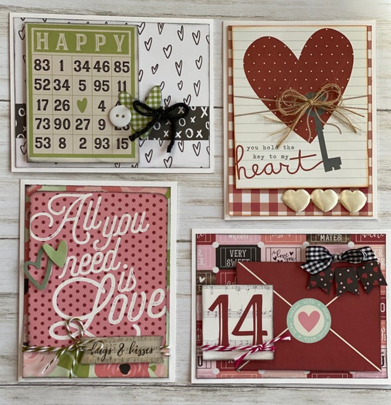 Valentine Themed Card Kit set #2- 4 pack