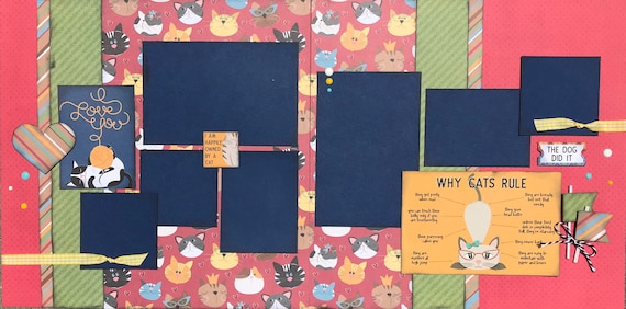 Why Cats Rule - I'm Proudly Owned by a Cat 2 Page Scrapbooking Layout Kit or Premade Scrapbooking Pages