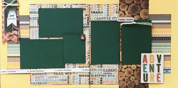 Wander - Happy Camper - Adventure 2 Page Scrapbooking Layout Kit or Premade Scrapbooking Pages