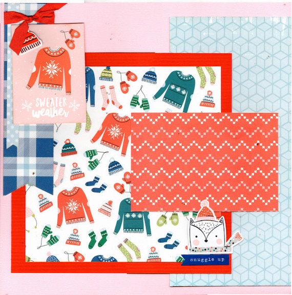 Sweater Weather Winter 2 Page Scrapbooking layout Kit