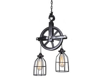 Industrial Pulley Light - Barn Pulley Light - Industrial Light - Pulley Light - Home Decor - Ceiling Decor - Industrial Decor- country light
