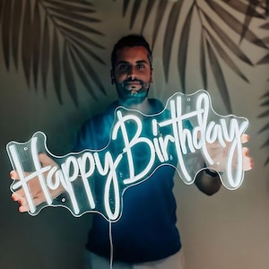 Benutzerdefinierte Geburtstags-Leuchtreklame, alles Gute zum Geburtstag-LED-Schild, lustiges Party-Dekor, personalisiertes Geburtstagsgeschenk, Hauptdekor, handgemachtes Geburtstagsschild