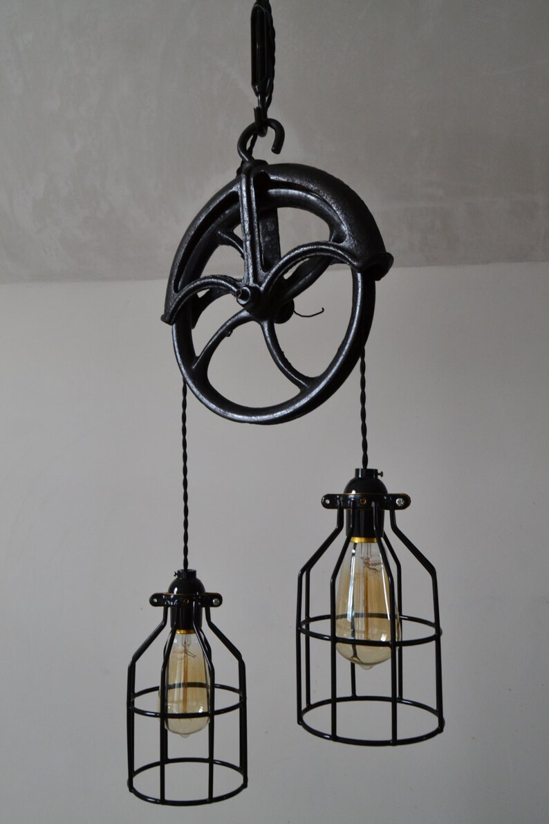 Repurposed Barn Pulley Industrial Light Etsy