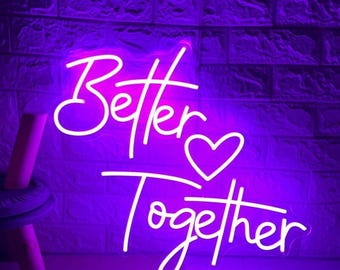 Insegna al neon LED personalizzata per matrimoni, con nome personalizzato, "Better Together" (LED flessibile)