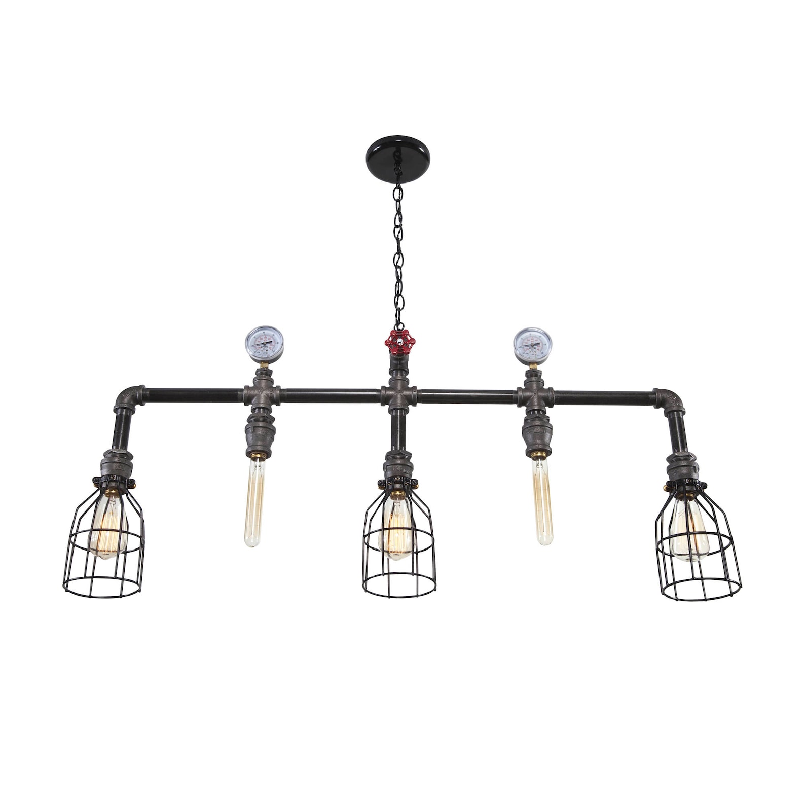 Steampunk iron pipe ceiling light / industrial hanging pendant Etsy