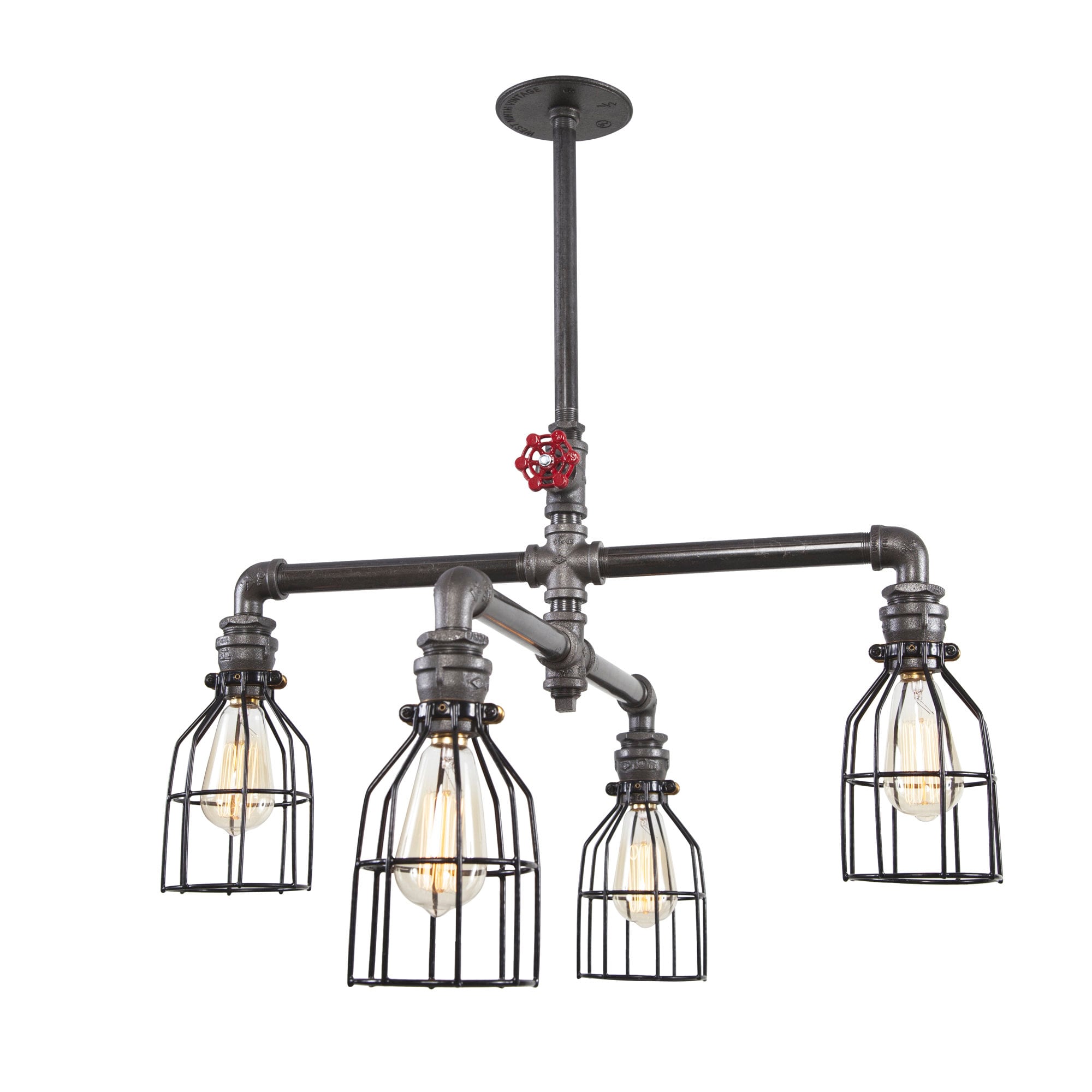 Steampunk Ceiling Light Pipe Fixture Bar Steel Lighting