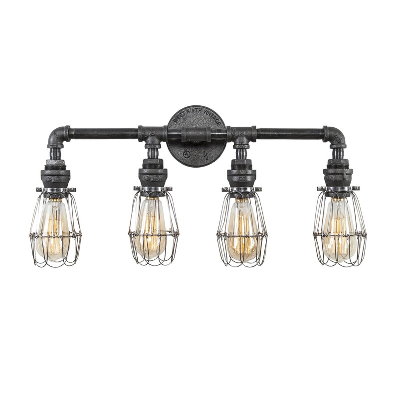 Edison 4light bathroom light fixture / industrial vanity Etsy