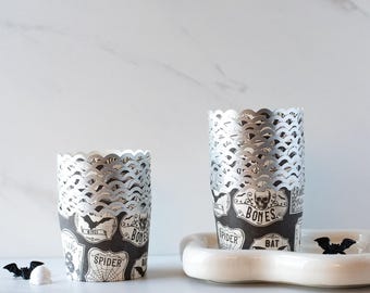 Halloween Snack Cups | Spooky Treat Cups with Skulls, Bats, Frogs & Ravens