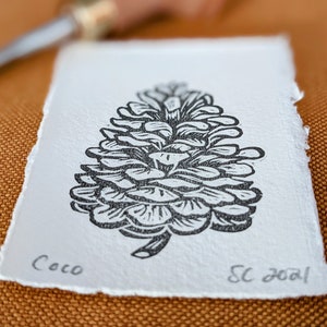Mini Linocut Print Coco