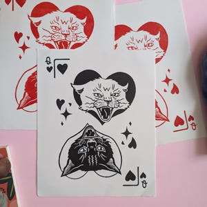 Queen of Hearts | Linocut Print | 8&quot;x10&quot;