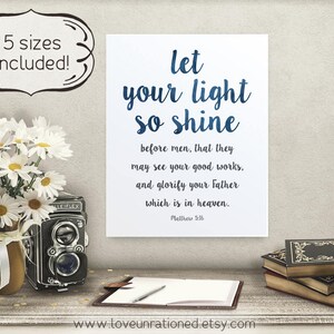 scripture printable, Bible verse poster, Christian print, Christian printable, let your light shine, Matthew 5 16, verse printable