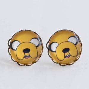 Jake The Dog Adventure Time /Earring  12mm antique bronze with waves / Special for Manga lovers