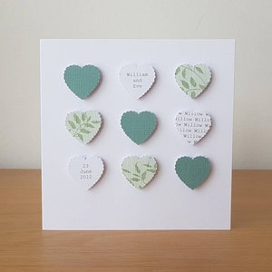 Handmade personalised WILLOW Wedding Anniversary card | 9th 9 | 5" x 5" square