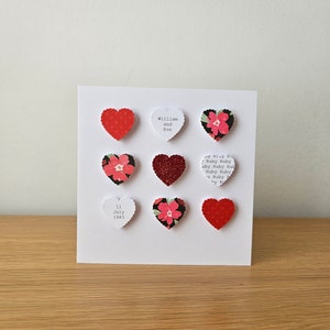 Handmade personalised RUBY Wedding Anniversary card | 40th 40 | 5" x 5" square