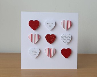 Handmade personalised RUBY Wedding Anniversary card | 40th 40 | 5x5" square