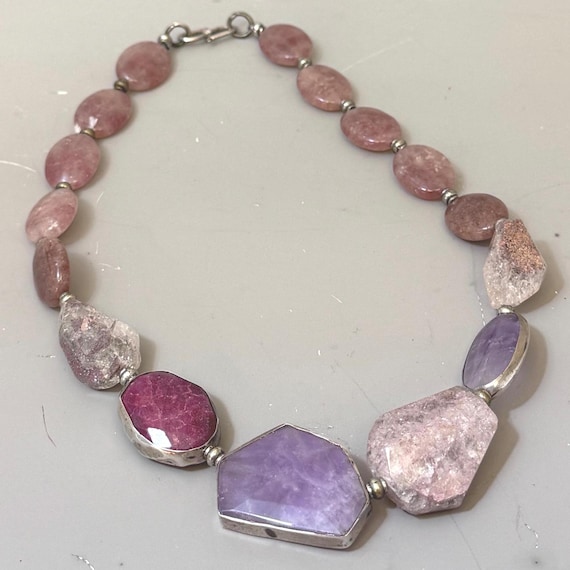 Artisan Made Necklace | Ruby, Amethyst, Muscovite… - image 1