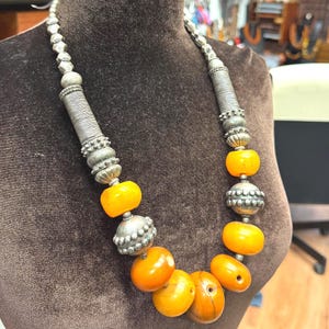 Collana Ambra Baltica e Perla Bianca, con pendente Ambra