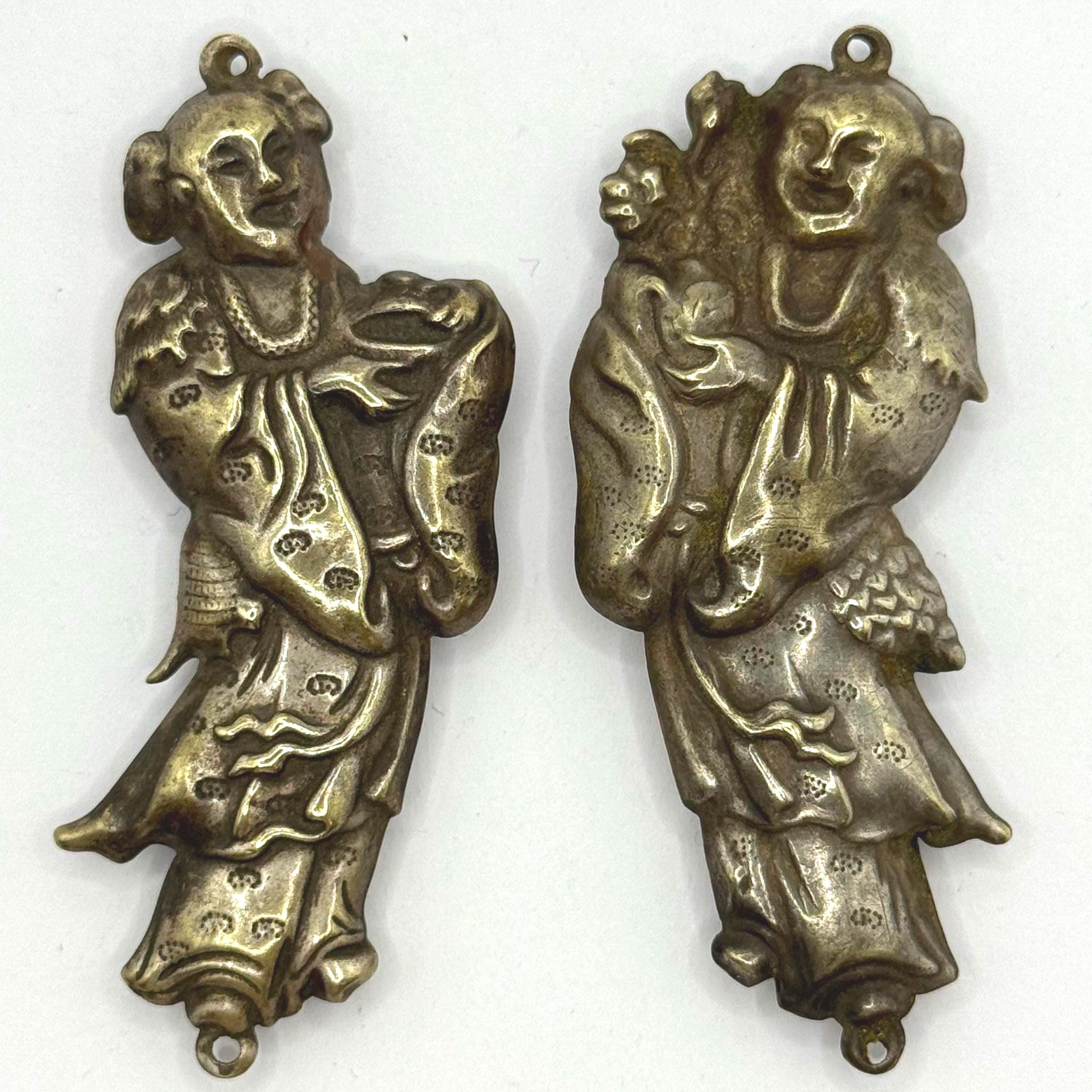 清朝時代のアンティーク中国銀製仙人像ペンダント - Etsy 日本