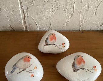 Robin bird memorial stone pebble pocket rock keepsake gift