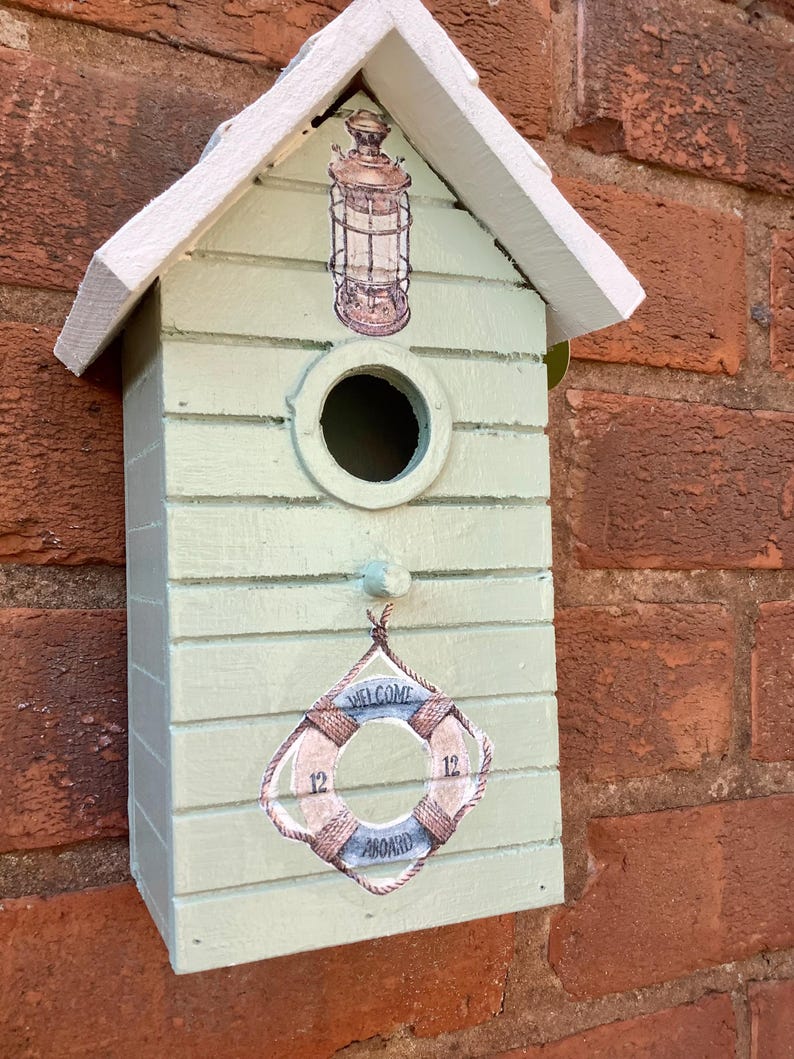 Handcrafted Decoupaged Wooden Bird House Garden Birdhouse Design Garden