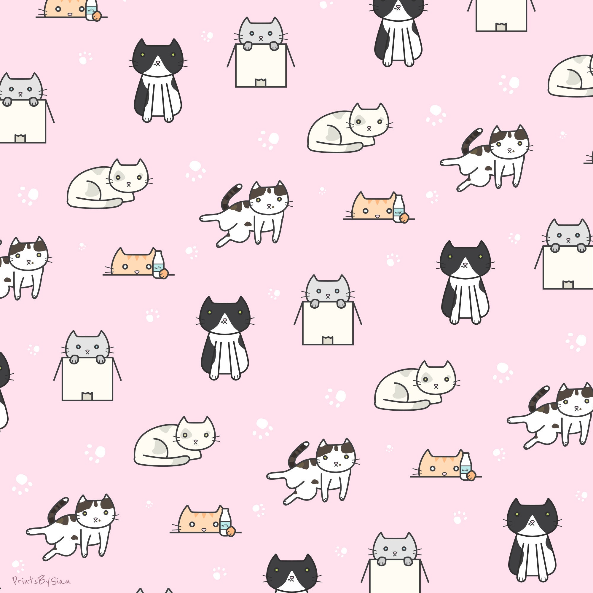 Cute Cat Pattern Wallpaper Pack Download for Android | Etsy