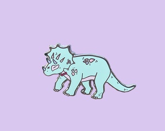 Triceratops enamel Pin, jurassic park, Dinosaur enamel pin, Mint Triceratops enamel pin, boy dino gift, dinosaur pin badge, gift for her