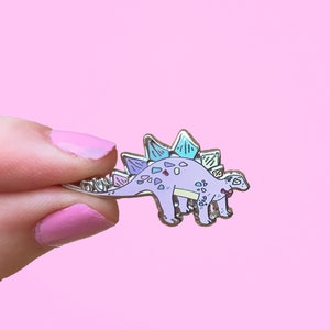 Stegosaurus enamel Pin, jurassic park, Dinosaur enamel pin, stegosaurus pin badge, boy dino gift, dinosaur pin badge, gift for her image 1