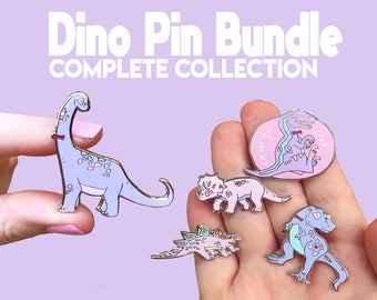 Dinosaur enamel Pin bundle, jurassic park, Dinosaur enamel pin, pastel dinosaur gift, enamel pin, dinosaur pin badge, gift for her