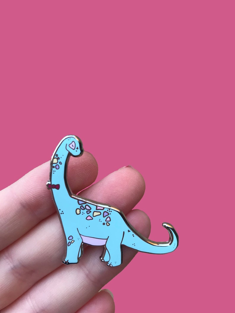 Dinosaur Pin, Cute Brachiosaurus Dinosaur enamel Pin image 3