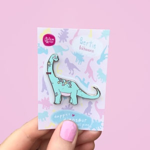 Dinosaur Pin, Cute Brachiosaurus Dinosaur enamel Pin image 2