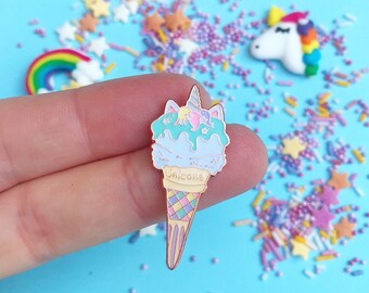 Unicorn enamel pin, ice cream badge, Unicorn Pin Badge,  ice cream pin, unicone enamel pin, unicorn gift, ice cream lover gift, unicorn food