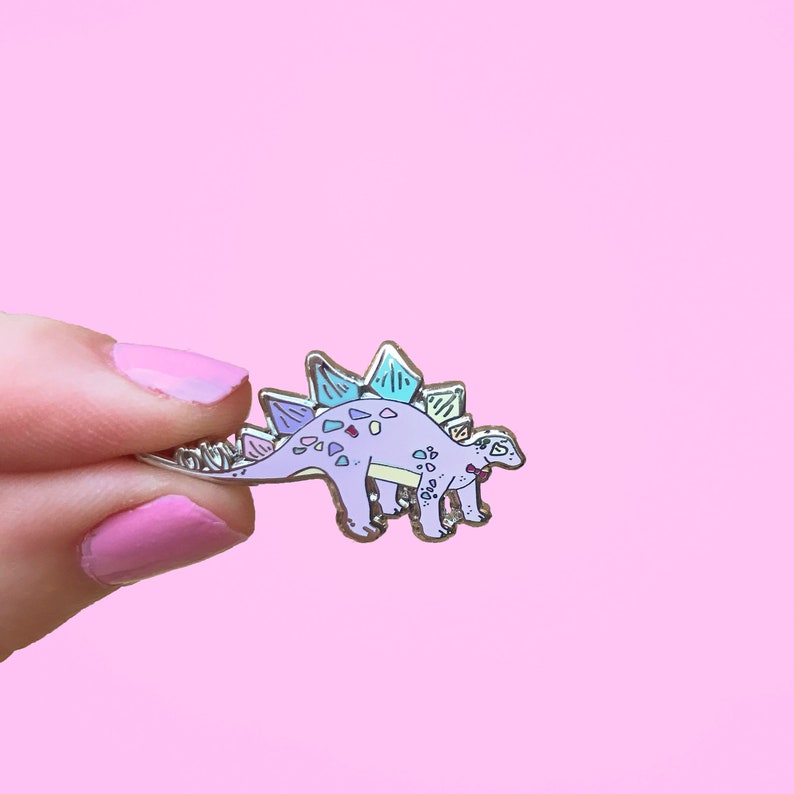 Stegosaurus enamel Pin, jurassic park, Dinosaur enamel pin, stegosaurus pin badge, boy dino gift, dinosaur pin badge, gift for her image 1