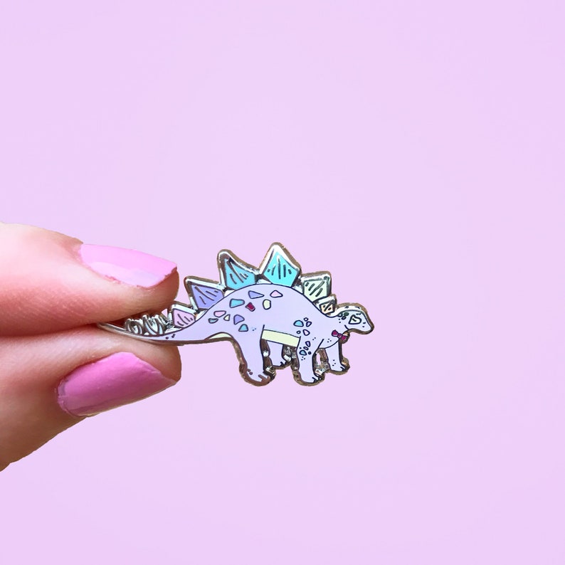 Stegosaurus enamel Pin, jurassic park, Dinosaur enamel pin, stegosaurus pin badge, boy dino gift, dinosaur pin badge, gift for her image 4