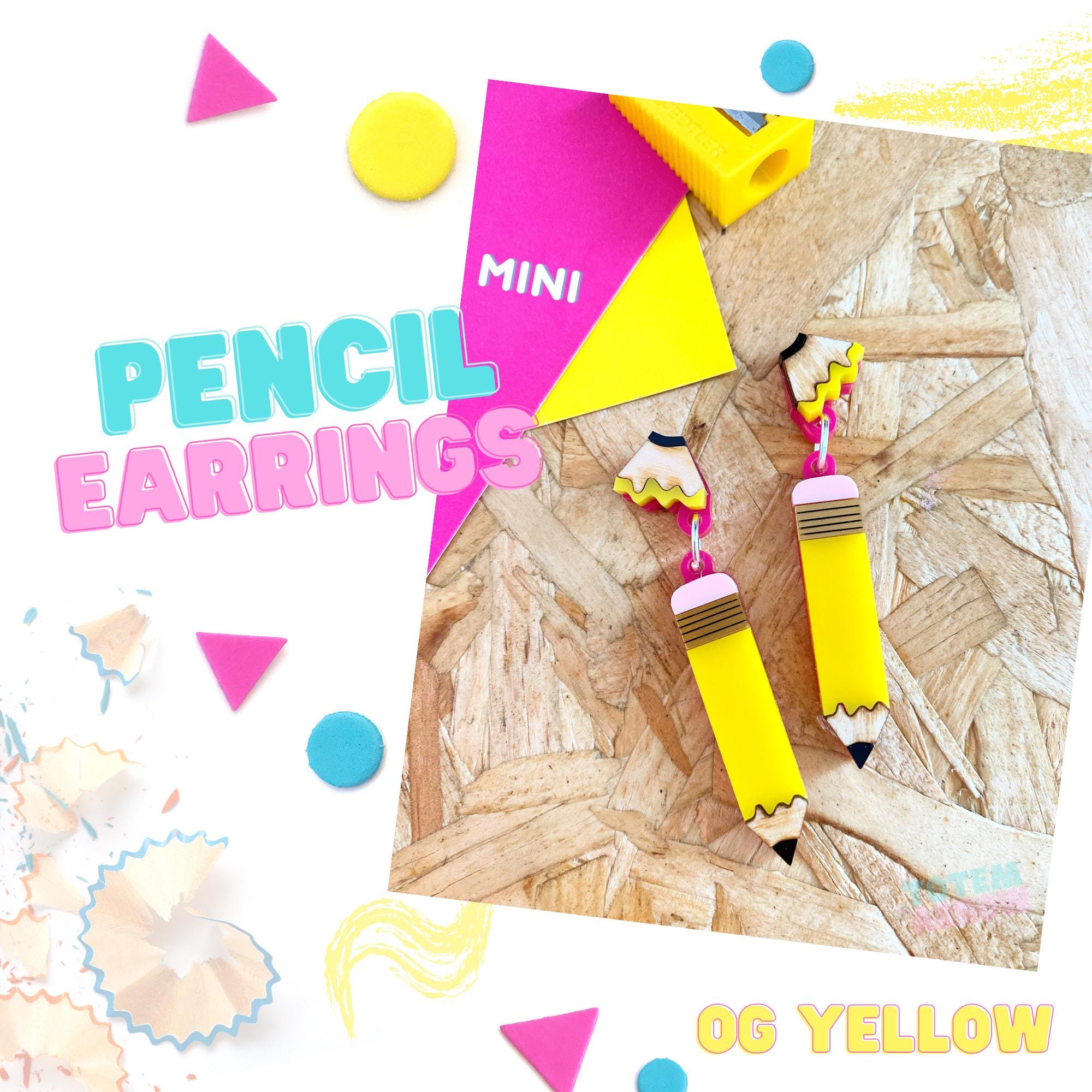 Fun pencil earrings - laser cut acrylic - UK seller