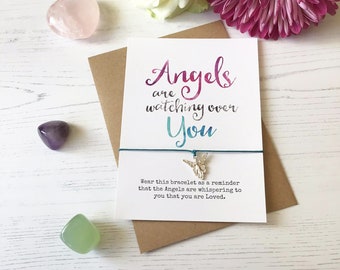 Angels Watching Over You, Christmas Angel Card, Guardian Angel Gift, Gift for Her Mum, Memorial Sympathy Bracelet Card