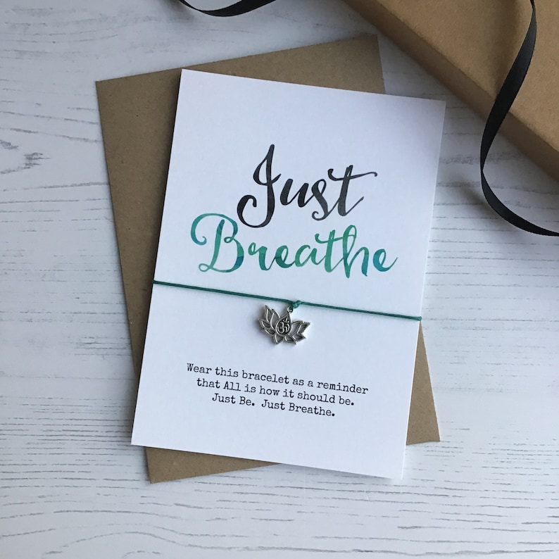 Yoga Bracelet Just Breathe Self Empowerment Gift Etsy