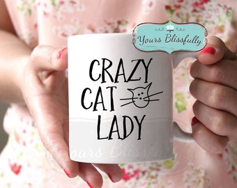 Crazy Cat Lady Mug, Christmas Cat Mug, Cat Gift, Personalised, Gift Idea for Cat Lover,  Cat Coffee Mug, Custom Cat Gift, Cat Lady Birthday