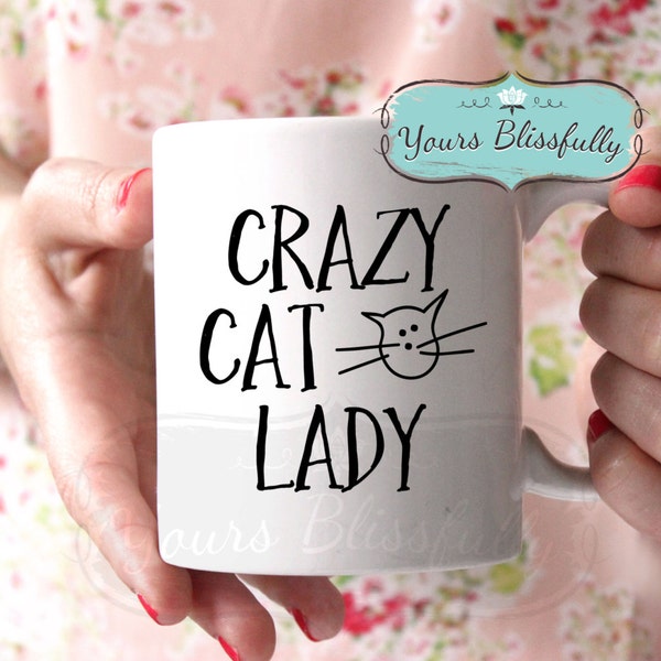 Crazy Cat Lady Mug, Christmas Cat Mug, Cat Gift, Personalised, Gift Idea for Cat Lover,  Cat Coffee Mug, Custom Cat Gift, Cat Lady Birthday