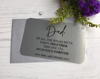 Father of the Bride Personalised Aluminium Keepsake Wallet Card, Wedding Gift, Bride gift for Dad, Daddy, Papa thank