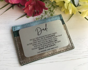 Personalised Father of the Bride Aluminium Wallet Insert Card, Wedding Poem Gift for Dad,Bride Papa Gift, Thank you, Wallet Card for Dad