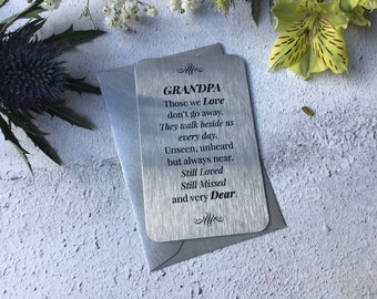 Grandpa Sympathy Gift, Bereavement Memorial Card for Grandpa, Pops, Papa, Funeral Memorial Aluminium Wallet Insert, Remember Grandpa