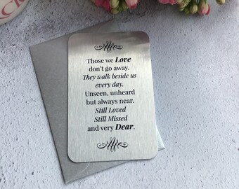 Aluminium Sympathy Gift, Bereavement Memorial, Mum, Dad, Gran, Nanna, Grandpa, Papa, Wallet Purse Keepsake, Wallet Insert