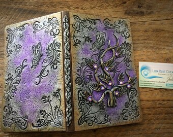 Sketchbook with Cork and sea spirit polymer clay cover JOURNAL