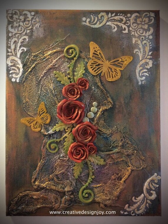 Mixed Media Wall Art Mixed Media Canvas Polymer Clay Mixed