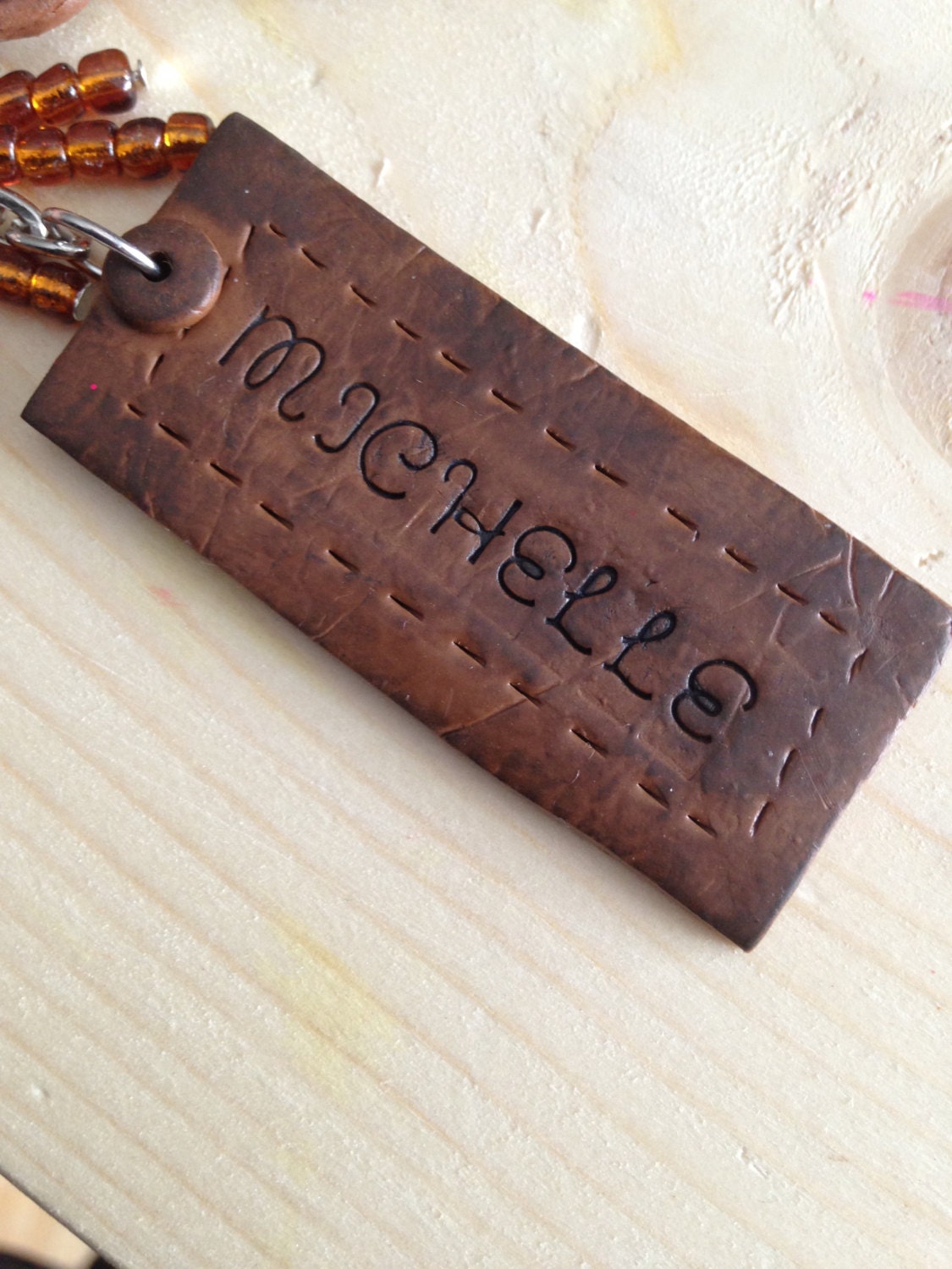 Monogram Faux Leather Keychain