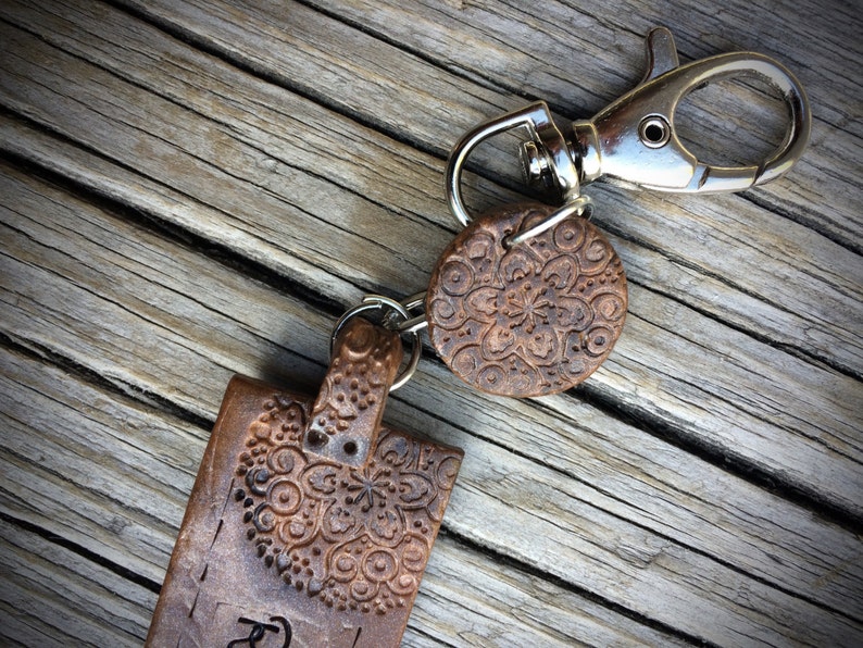 Personalized Keychain Polymer Clay Keychain Faux Leather | Etsy