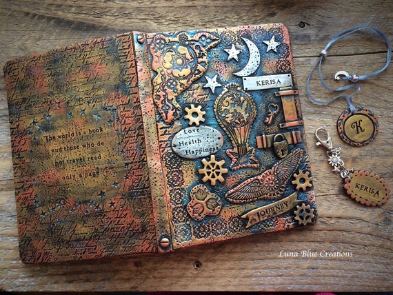 Steampunk Travel Journal, Personalized Map Journal, Custom Travel Journal,  Personalized Travel Sketchbook